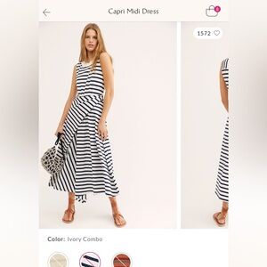 Free People- Navy blue striped- Capri Midi dress